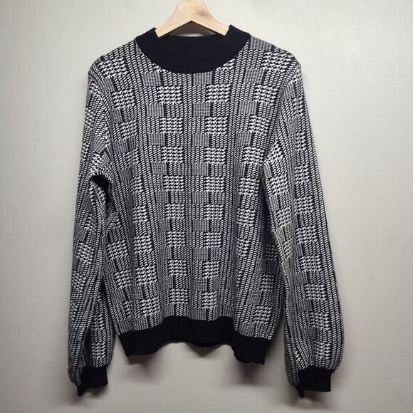 Vici Sweaters - Vici Knit Sweater Women L Black White Houndstooth Plaid Preppy Old Money Casual
